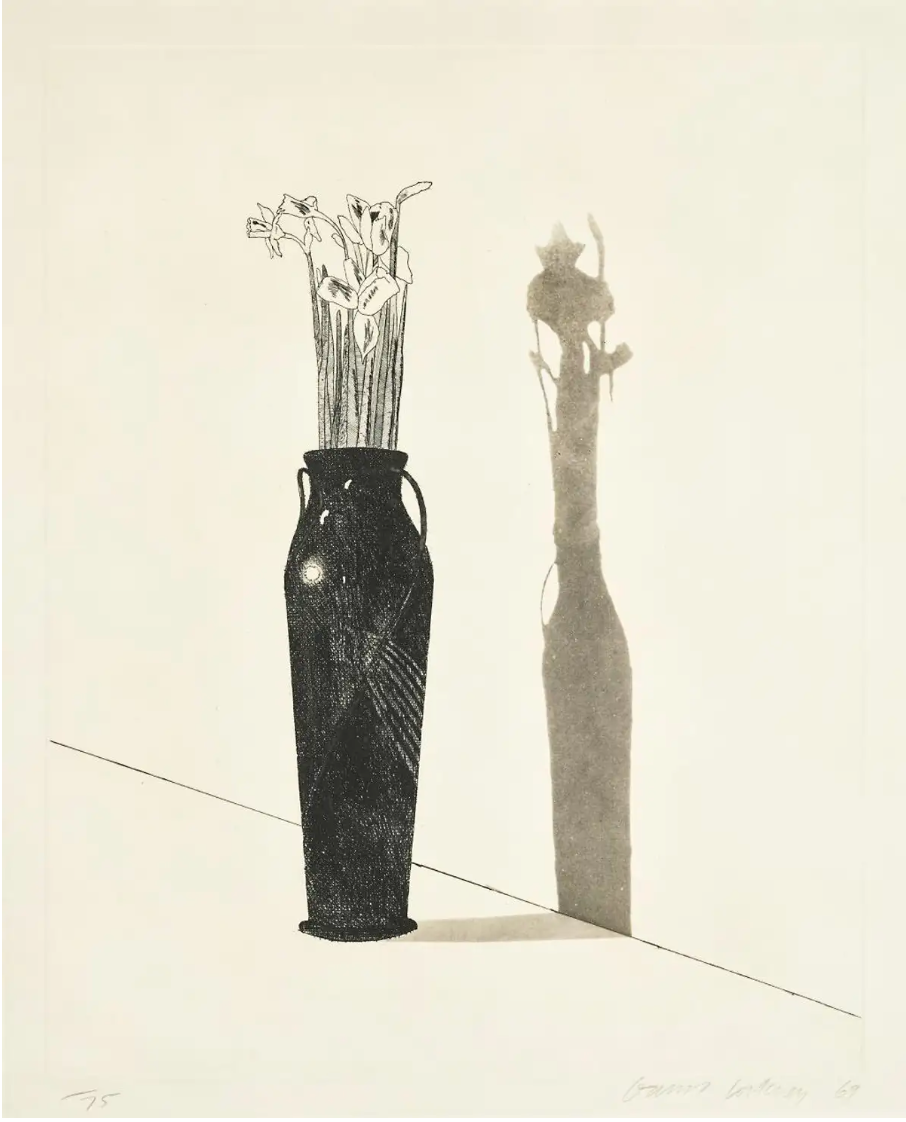 大衛霍克尼,花瓶與花,1969